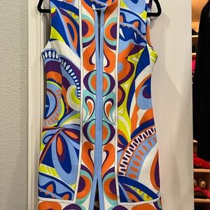 Zara Blue and Orange Geometric Mini Dress
